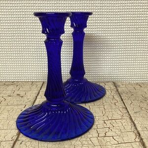 Don Fenton Colbalt  Glass Candle Sticks